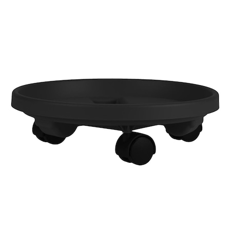 Bbq Innovations 14 in. Caddy Round Plant Stand Caddy with Wheels Saucer Tray Black BB2797624